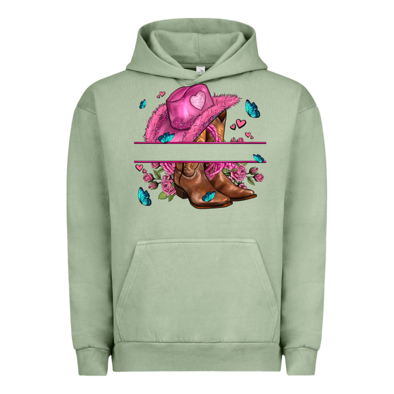 Pink Cowgirl Hat And Roses Urban Hoodie by AdoDesignShop | Teevron