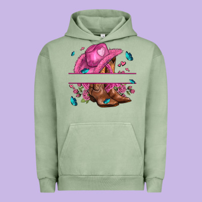 Pink Cowgirl Hat And Roses Urban Hoodie Designed By Adodesignshop