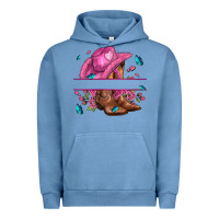 Pigment Pebble Blue pink cowgirl hat and roses Urban Hoodie - AdoDesignShop