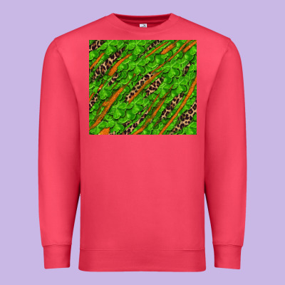 Premium Sweatshirt Distressed Shamrock And Leopard