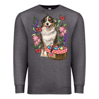 Charcoal Heather Easter Aussie Australian Shepherd Premium Sweatshirt - RanaPortraitStore