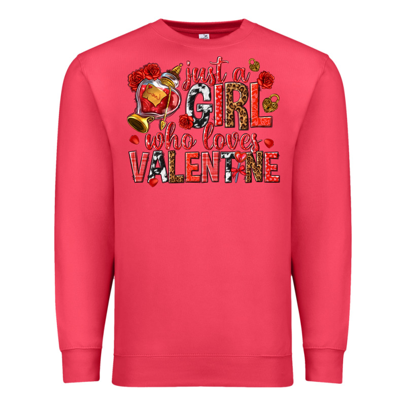 Just A Girl Who Loves Valentine Premium Sweatshirt by texasbilliewilder | Teevron