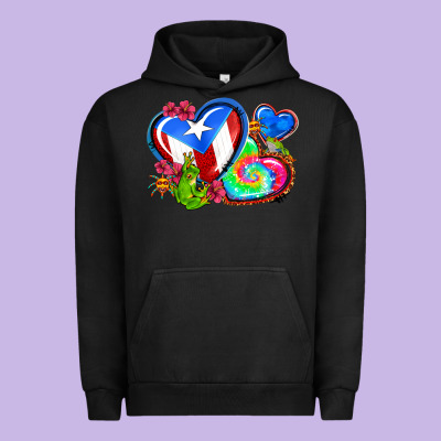Western Leopard Puerto Rico Hearts Urban Hoodie Designed By Adodesignshop