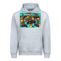 Heather Grey Dinosaur monster truck Urban Hoodie - Artiststas