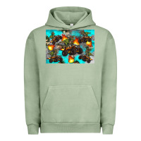 Pigment Oil Green Dinosaur monster truck Urban Hoodie - Artiststas
