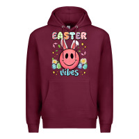 Burgundy easter vibes smiley face Premium Hoodie - Artiststas