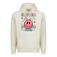 Oatmeal Heather easter vibes smiley face Premium Hoodie - Artiststas