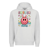Dove Grey easter vibes smiley face Premium Hoodie - Artiststas