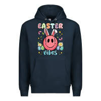 Navy easter vibes smiley face Premium Hoodie - Artiststas