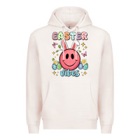 Pale Pink easter vibes smiley face Premium Hoodie - Artiststas