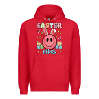 Red easter vibes smiley face Premium Hoodie - Artiststas