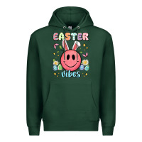Sports Green easter vibes smiley face Premium Hoodie - Artiststas