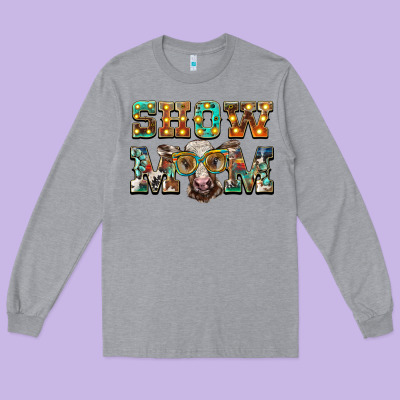 Show Mom Brown Calf Eye Glasses Long Sleeve Tee Designed By Barkaloodesign