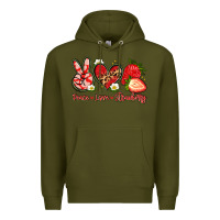 Army Green peace love strawberry Premium Hoodie - Artiststas