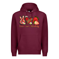 Burgundy peace love strawberry Premium Hoodie - Artiststas