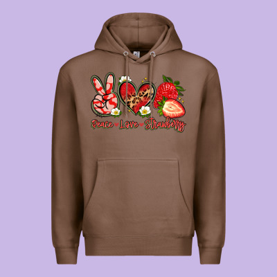 Peace Love Strawberry Premium Hoodie Designed By Artiststas