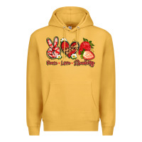 Mustard peace love strawberry Premium Hoodie - Artiststas