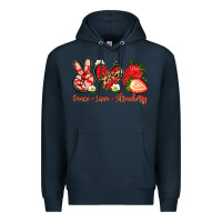 Navy peace love strawberry Premium Hoodie - Artiststas