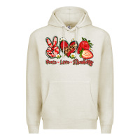 Oatmeal Heather peace love strawberry Premium Hoodie - Artiststas