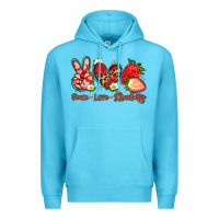 Ocean Blue peace love strawberry Premium Hoodie - Artiststas