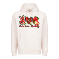 Pale Pink peace love strawberry Premium Hoodie - Artiststas