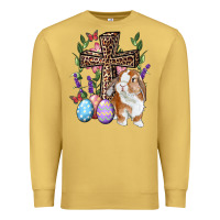 Antique Gold Easter bunny and floral cross Premium Sweatshirt - RanaPortraitStore