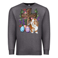 Charcoal Heather Easter bunny and floral cross Premium Sweatshirt - RanaPortraitStore