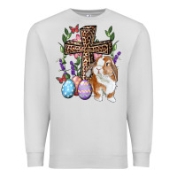 Dove Grey Easter bunny and floral cross Premium Sweatshirt - RanaPortraitStore