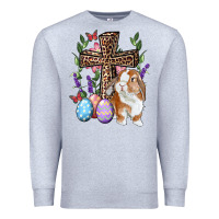 Heather Grey Easter bunny and floral cross Premium Sweatshirt - RanaPortraitStore