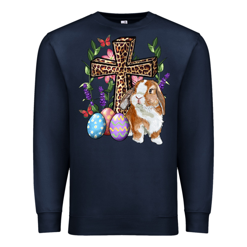 Easter Bunny And Floral Cross Premium Sweatshirt by RanaPortraitStore | Teevron