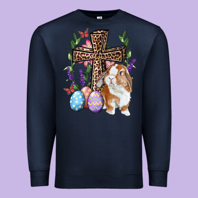 Premium Sweatshirt Easter bunny and floral cross