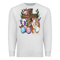 Oatmeal Heather Easter bunny and floral cross Premium Sweatshirt - RanaPortraitStore