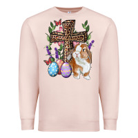 Pale Pink Easter bunny and floral cross Premium Sweatshirt - RanaPortraitStore