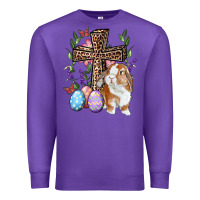 Purple Easter bunny and floral cross Premium Sweatshirt - RanaPortraitStore