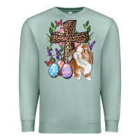 Seafoam Easter bunny and floral cross Premium Sweatshirt - RanaPortraitStore