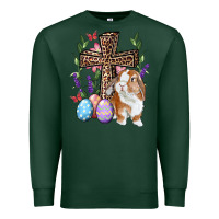 Sports Green Easter bunny and floral cross Premium Sweatshirt - RanaPortraitStore