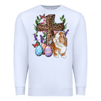 White Easter bunny and floral cross Premium Sweatshirt - RanaPortraitStore
