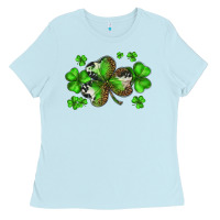 Baby Blue st. patricks day shamrocks Ladies Tee - BarkalooDesign