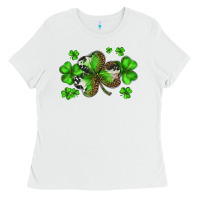 White st. patricks day shamrocks Ladies Tee - BarkalooDesign