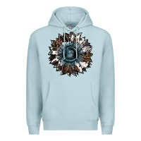 Blue Mist cowhide leopard and  leather sunflower Premium Hoodie - RanaPortraitStore