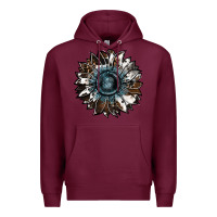 Burgundy cowhide leopard and  leather sunflower Premium Hoodie - RanaPortraitStore