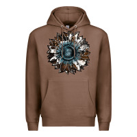 Chestnut cowhide leopard and  leather sunflower Premium Hoodie - RanaPortraitStore
