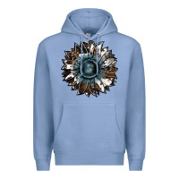 Colony Blue cowhide leopard and  leather sunflower Premium Hoodie - RanaPortraitStore