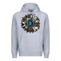 Heather Grey cowhide leopard and  leather sunflower Premium Hoodie - RanaPortraitStore