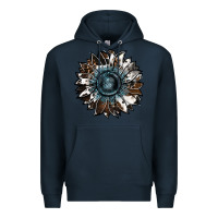 Navy cowhide leopard and  leather sunflower Premium Hoodie - RanaPortraitStore