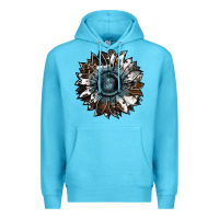 Ocean Blue cowhide leopard and  leather sunflower Premium Hoodie - RanaPortraitStore