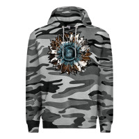 Slate Camo cowhide leopard and  leather sunflower Premium Hoodie - RanaPortraitStore