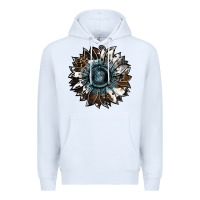 White cowhide leopard and  leather sunflower Premium Hoodie - RanaPortraitStore
