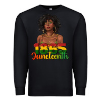 Black 1865 juneteenth with afro black woman Premium Sweatshirt - texasbilliewilder