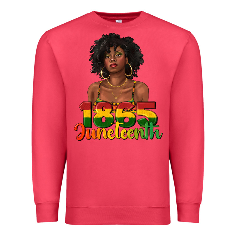 1865 Juneteenth With Afro Black Woman Premium Sweatshirt by texasbilliewilder | Teevron